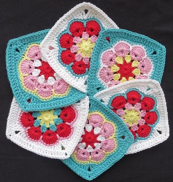 African Floral Granny Squares