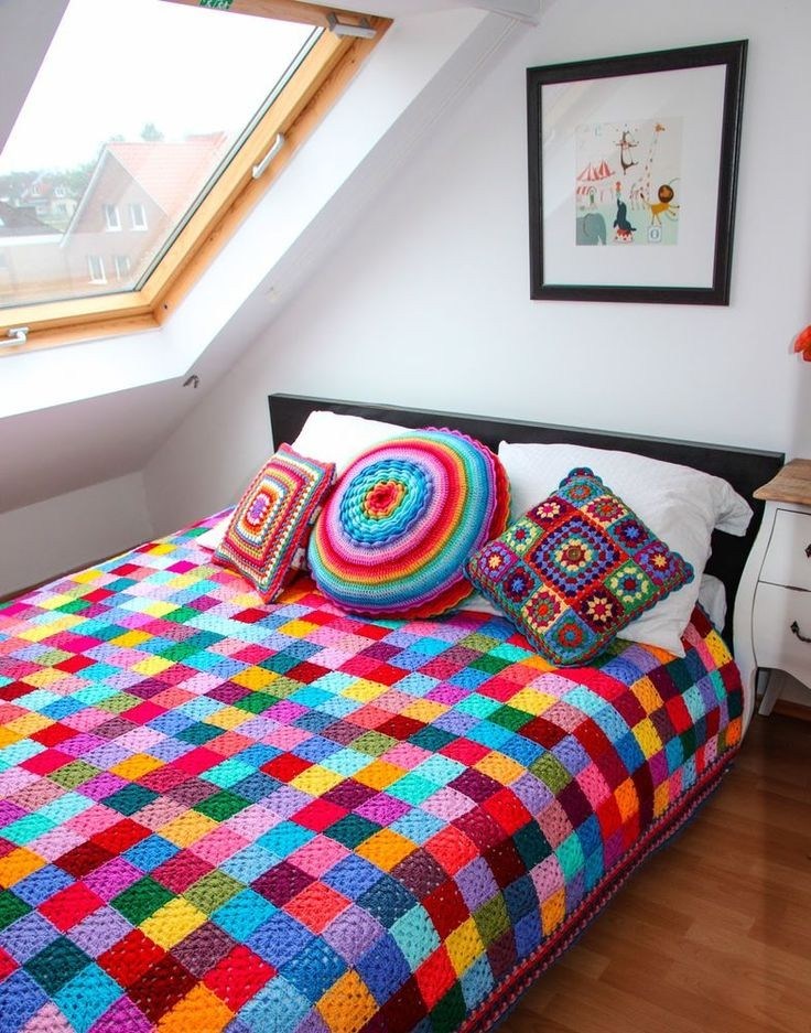 Coloured Grandmother Square Blanket Pattern